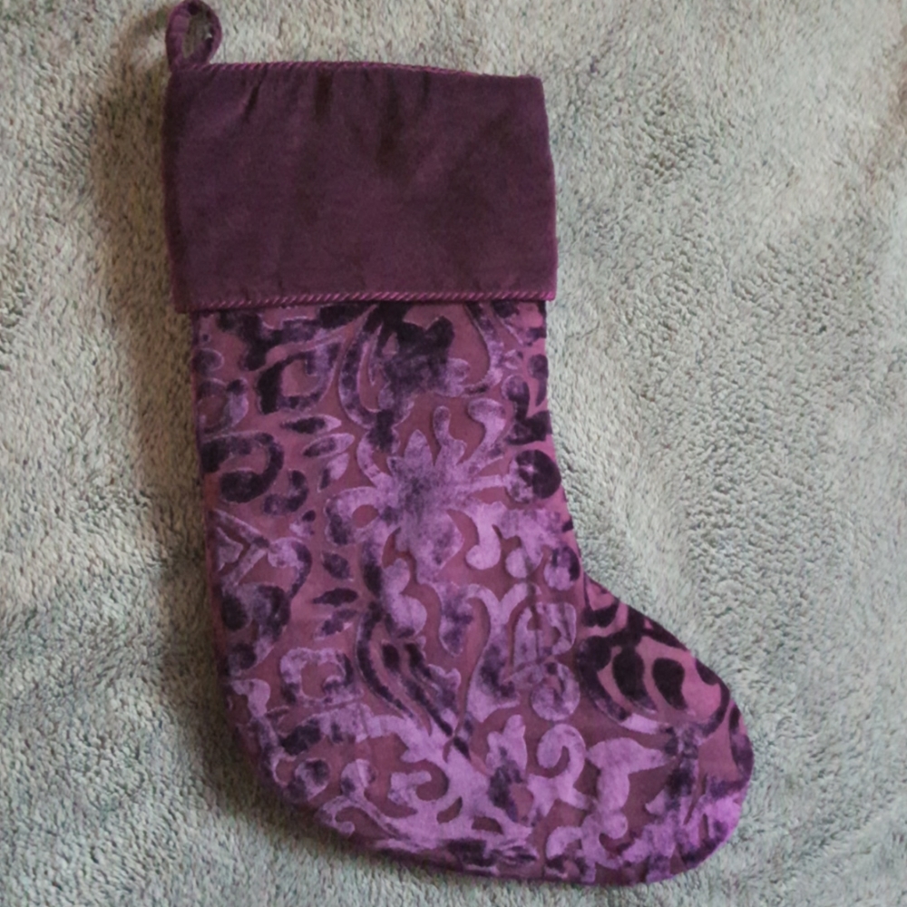 Reversible Purple Velvet Christmas Stocking